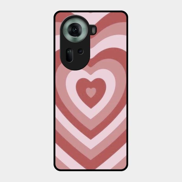 Latte Love Patter Glass Case Cover - Brown For Oppo Reno 11 5G