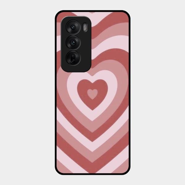 Latte Love Patter Glass Case Cover - Brown For Oppo Reno 12 5G