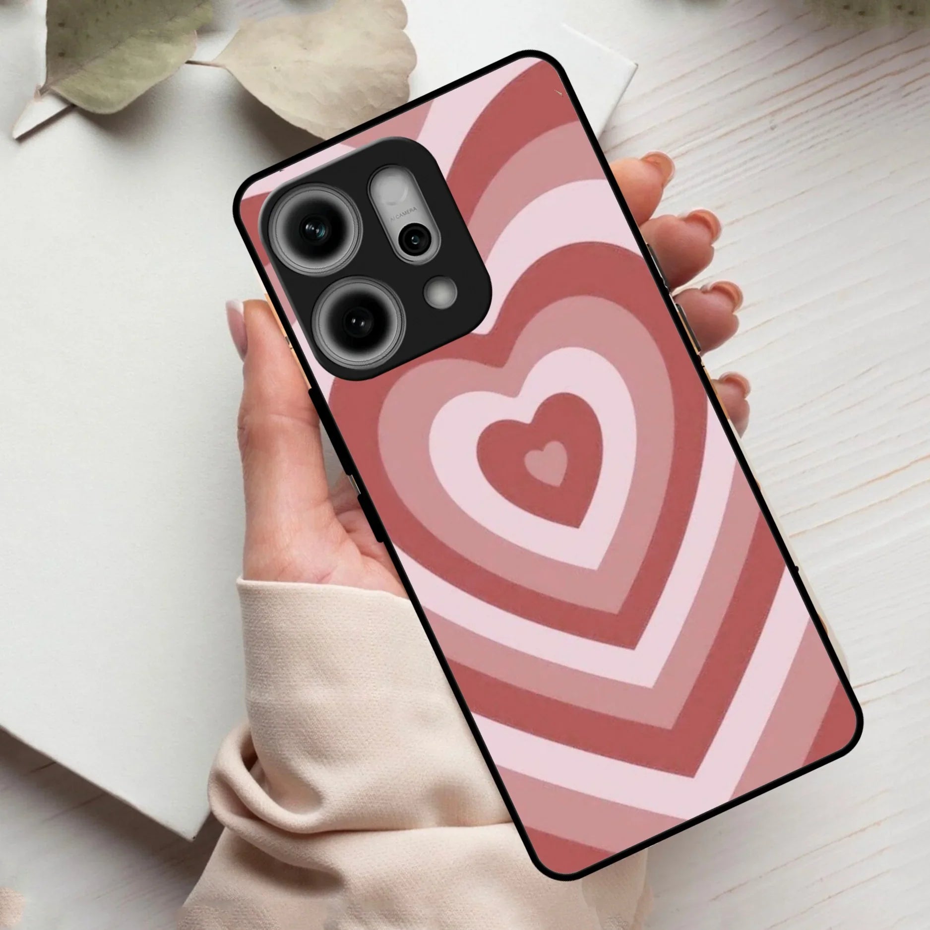 Latte Love Patter Glass Case Cover - Brown For Oppo - ShopOnCliQ