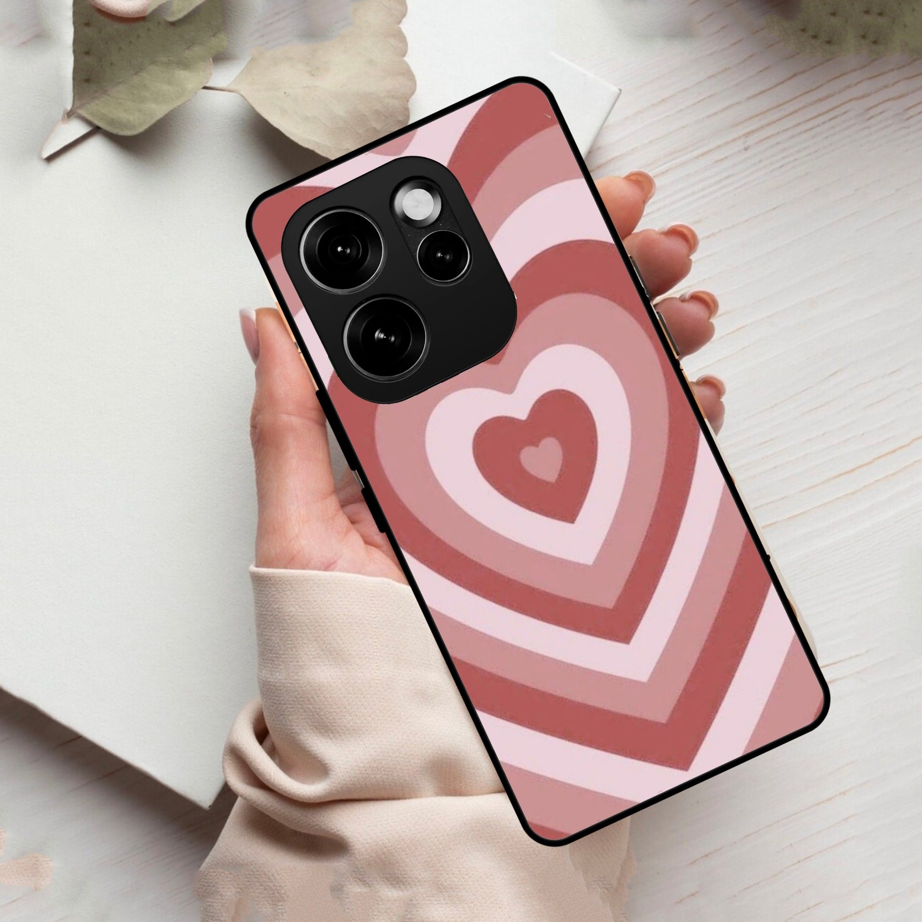 Latte Love Patter Glass Case Cover - Brown For Oppo