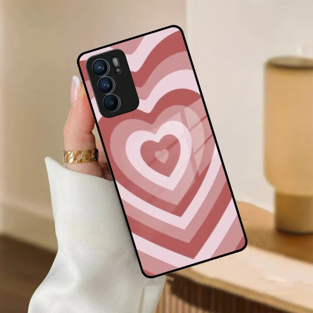 Latte Love Patter Glass Case Cover - Brown For Oppo - ShopOnCliQ