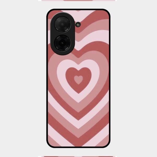 Latte Love Patter Glass Case Cover - Brown For Poco C71