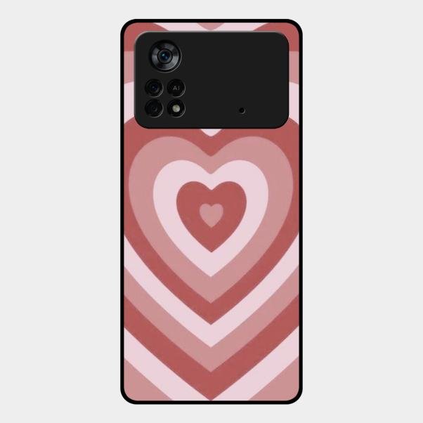 Latte Love Patter Glass Case Cover - Brown For Poco X4 Pro 5G
