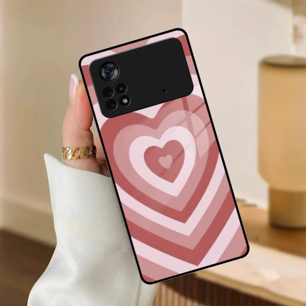 Latte Love Patter Glass Case Cover - Brown For Poco - ShopOnCliQ