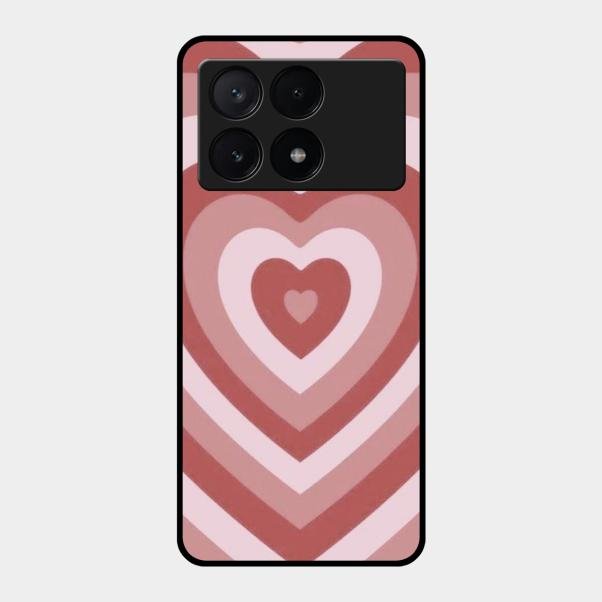 Latte Love Patter Glass Case Cover - Brown For Poco X6 Pro 5G