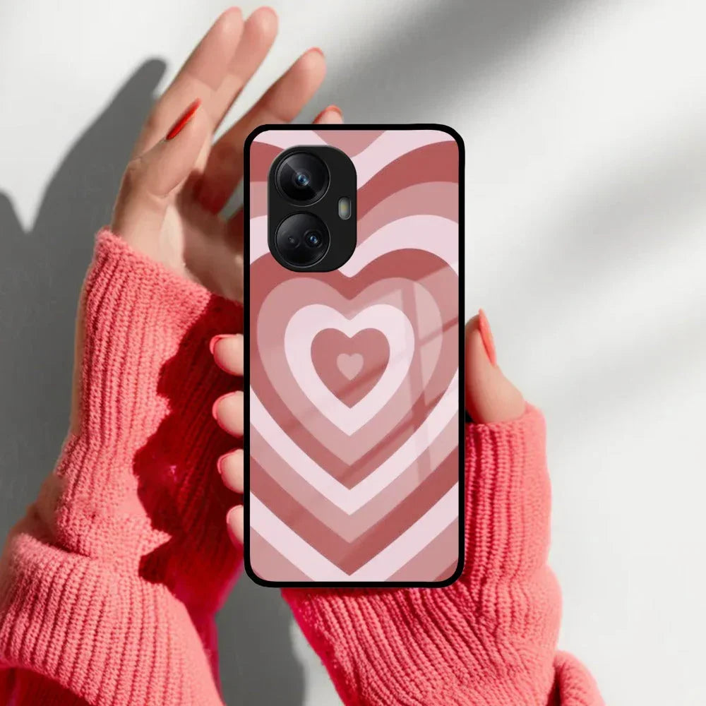 Latte Love Patter Glass Case Cover - Brown For Realme/Narzo - ShopOnCliQ
