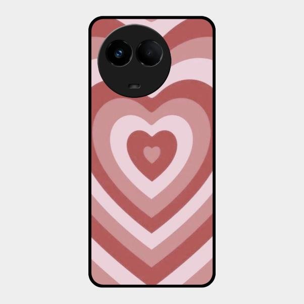 Latte Love Patter Glass Case Cover - Brown For Realme 11 5G