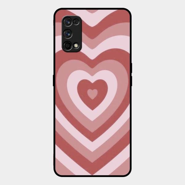 Latte Love Patter Glass Case Cover - Brown For Realme 7 Pro