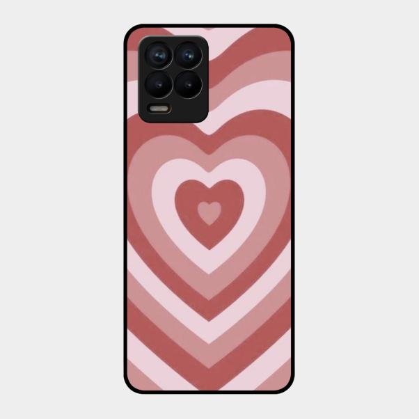 Latte Love Patter Glass Case Cover - Brown For Realme 8 Pro