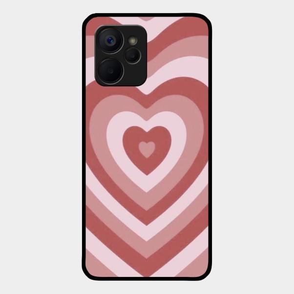 Latte Love Patter Glass Case Cover - Brown For Realme 9I 5G