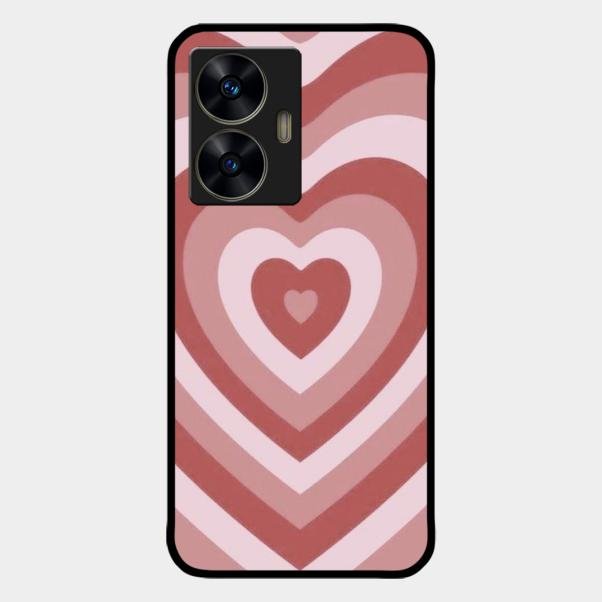 Latte Love Patter Glass Case Cover - Brown For Realme C55