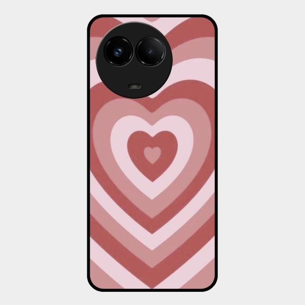 Latte Love Patter Glass Case Cover - Brown For Realme C67 5G