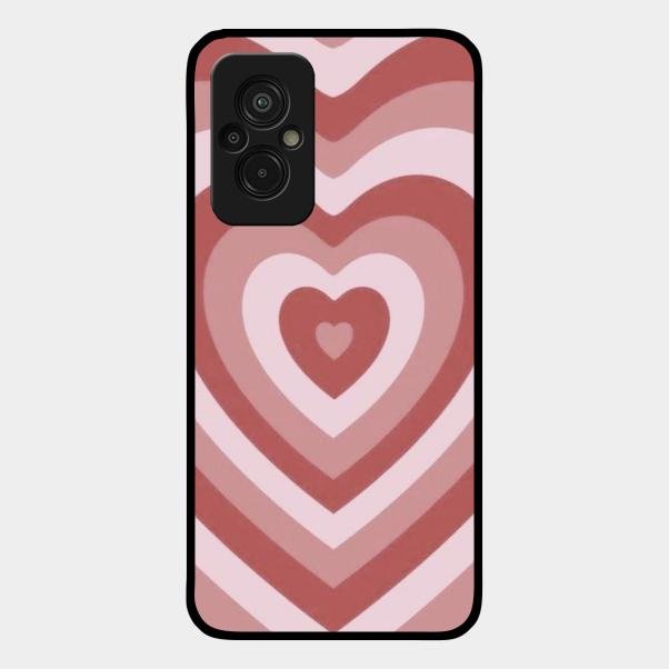 Latte Love Patter Glass Case Cover - Brown For Redmi 11 Prime 4G