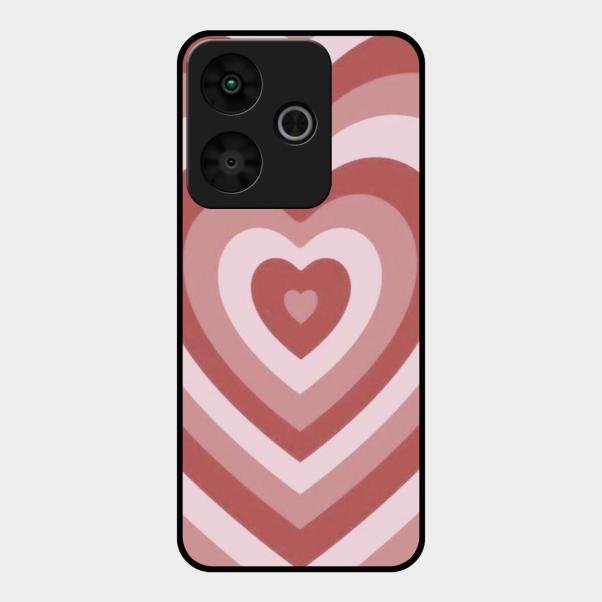 Latte Love Patter Glass Case Cover - Brown For Redmi 13 5G