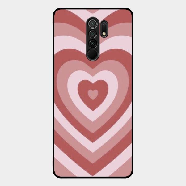Latte Love Patter Glass Case Cover - Brown For Redmi 9 Prime