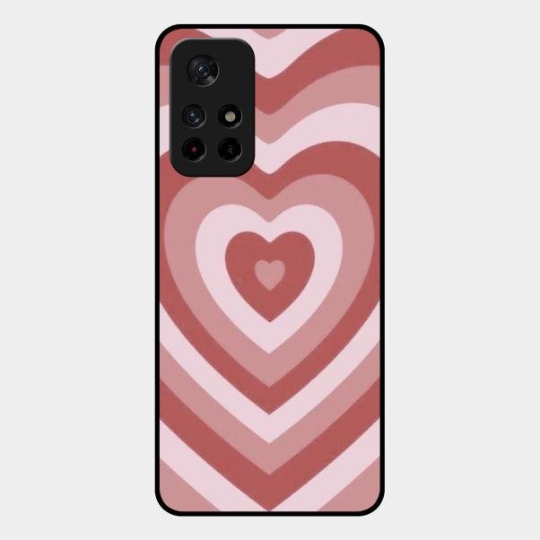 Latte Love Patter Glass Case Cover - Brown For Redmi Note 11T 5G