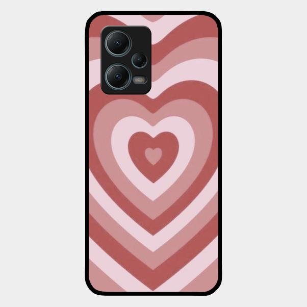 Latte Love Patter Glass Case Cover - Brown For Redmi Note 12 5G