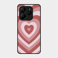 Latte Love Patter Glass Case Cover - Brown For Redmi Note 14 5G