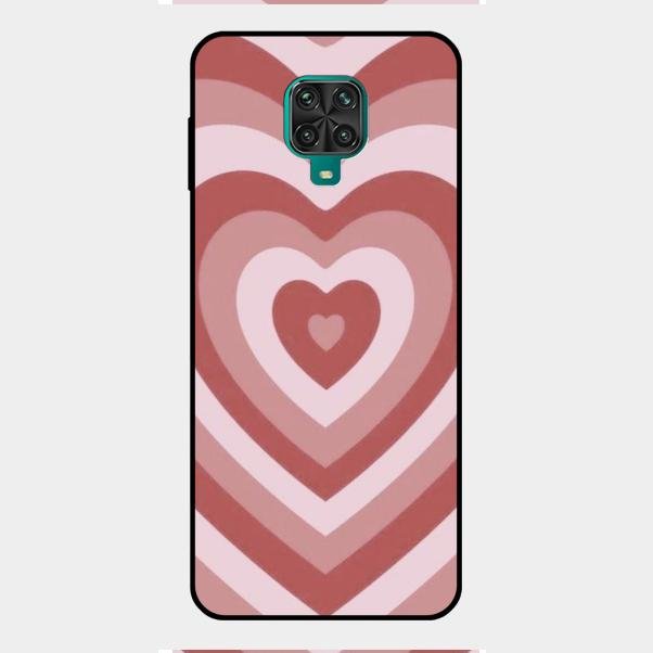 Latte Love Patter Glass Case Cover - Brown For Redmi Note 9 Pro