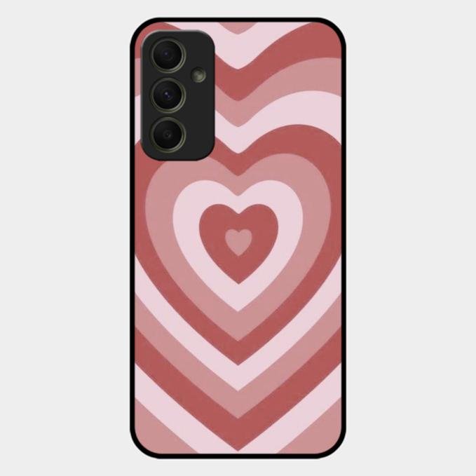 Latte Love Patter Glass Case Cover - Brown For Samsung Galaxy A34 5G