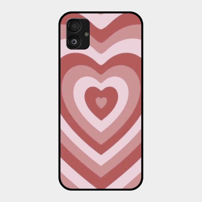Latte Love Patter Glass Case Cover - Brown For Samsung Galaxy F14 5G