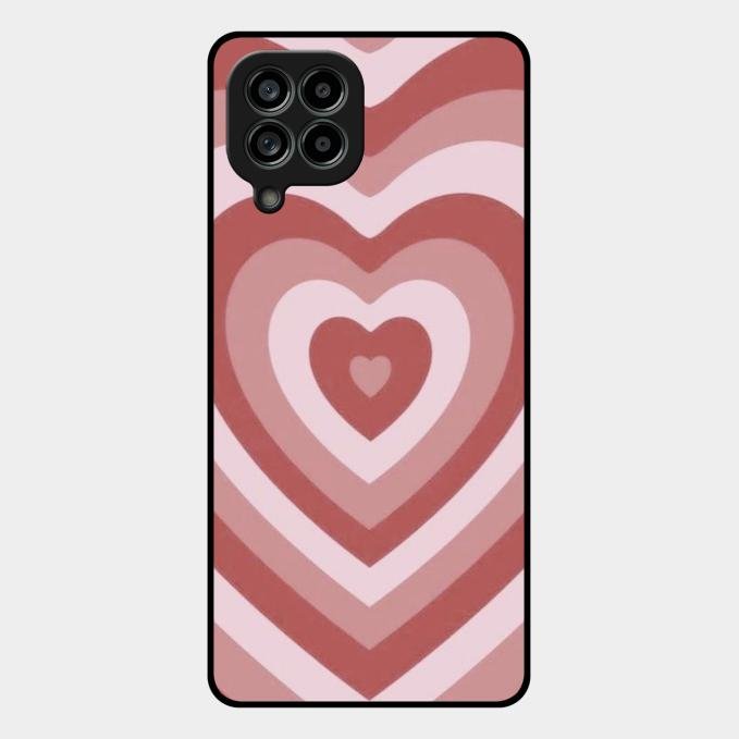 Latte Love Patter Glass Case Cover - Brown For Samsung Galaxy M53 5G