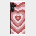 Latte Love Patter Glass Case Cover - Brown For Samsung Galaxy M55 5G