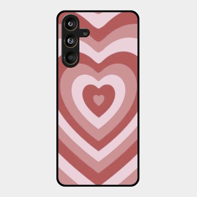 Latte Love Patter Glass Case Cover - Brown For Samsung Galaxy M55 5G