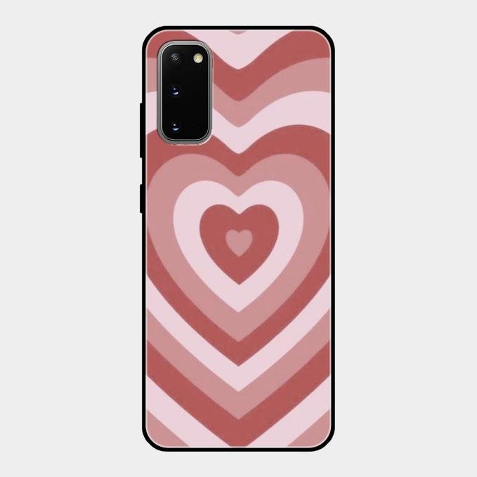 Latte Love Patter Glass Case Cover - Brown For Samsung Galaxy S20