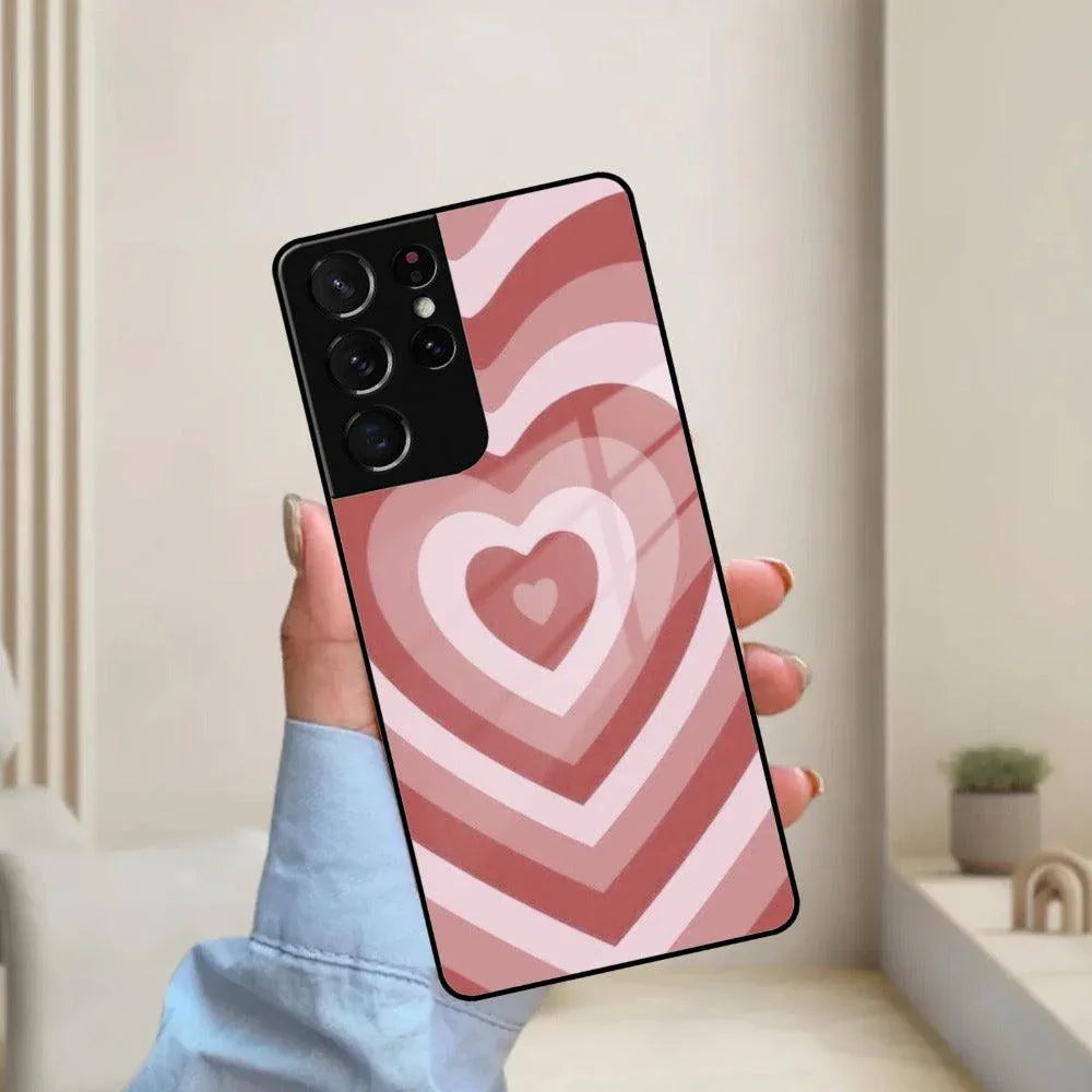 Latte Love Patter Glass Case Cover - Brown For Samsung - ShopOnCliQ