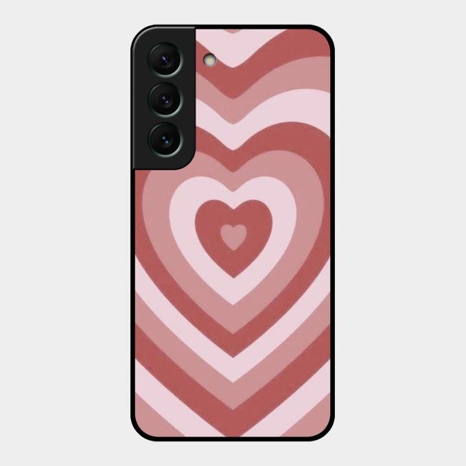Latte Love Patter Glass Case Cover - Brown For Samsung Galaxy S22 5G