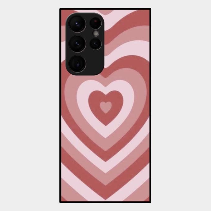 Latte Love Patter Glass Case Cover - Brown For Samsung Galaxy S22 Ultra 5G