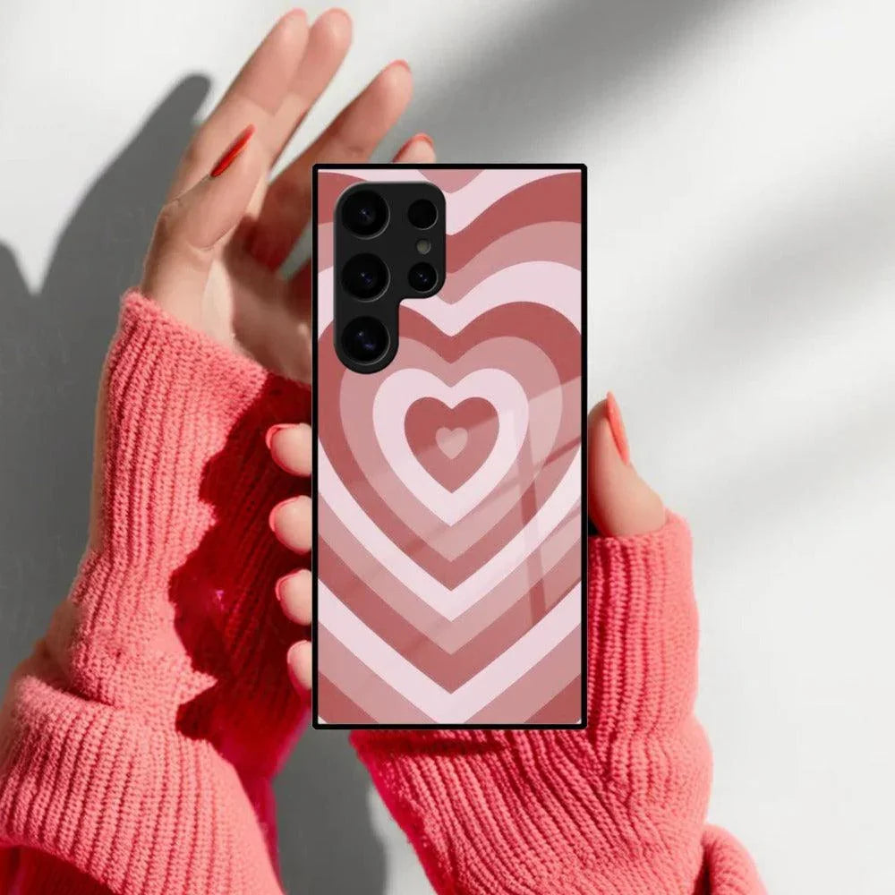 Latte Love Patter Glass Case Cover - Brown For Samsung - ShopOnCliQ