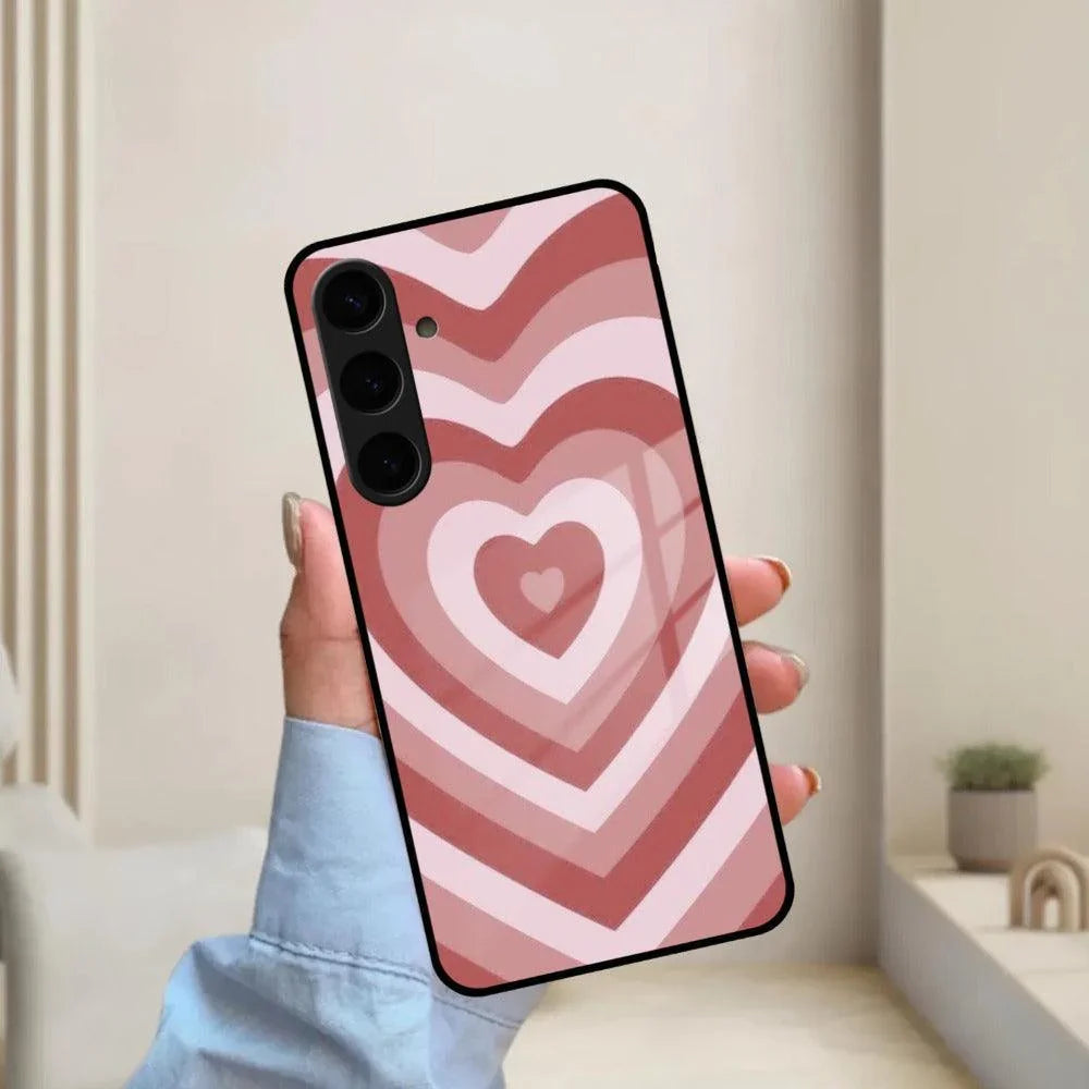 Latte Love Patter Glass Case Cover - Brown For Samsung - ShopOnCliQ