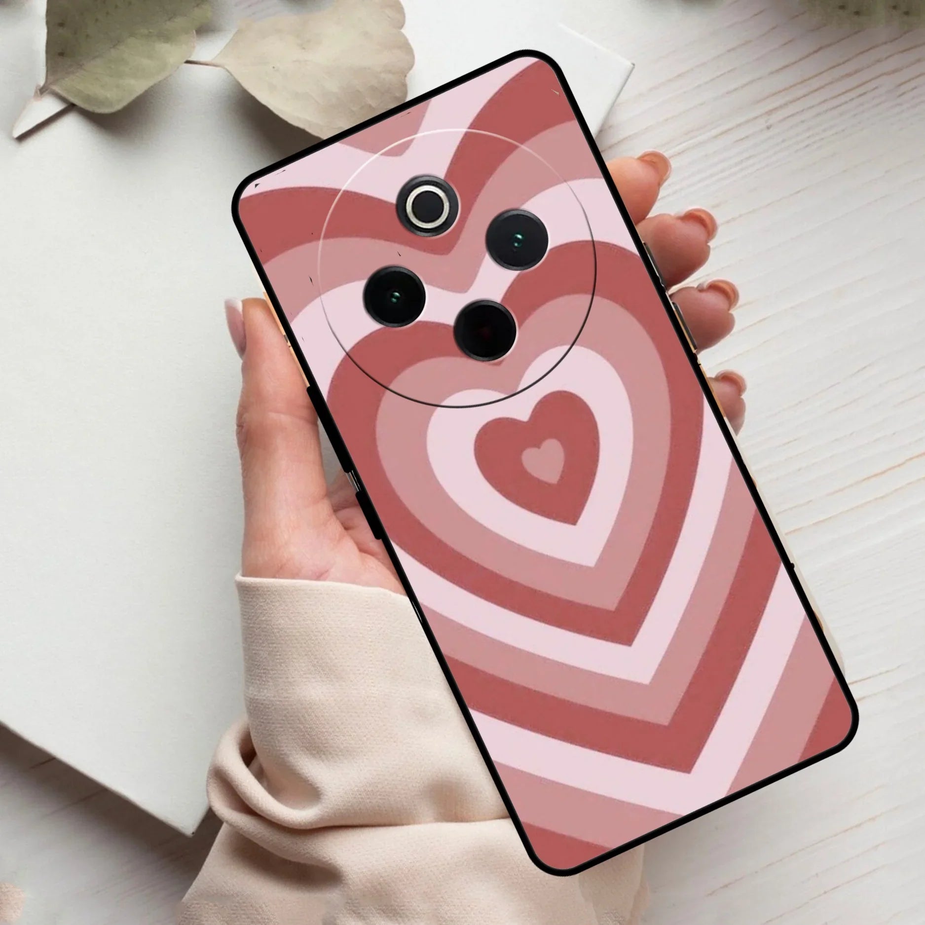 Latte Love Patter Glass Case Cover - Brown For Vivo - ShopOnCliQ