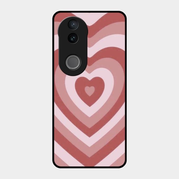 Latte Love Patter Glass Case Cover - Brown For Vivo T4R 5G