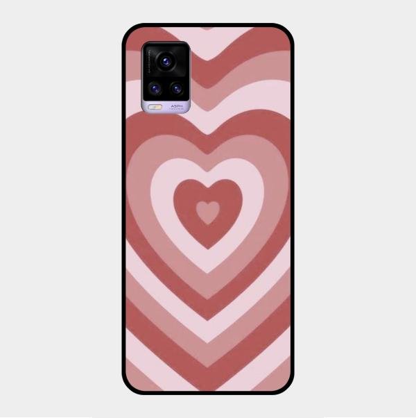 Latte Love Patter Glass Case Cover - Brown For Vivo V20