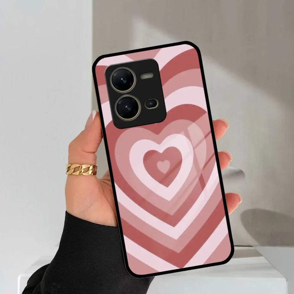 Latte Love Patter Glass Case Cover - Brown For Vivo - ShopOnCliQ