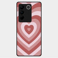 Latte Love Patter Glass Case Cover - Brown For Vivo V27 5G