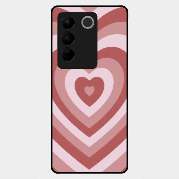 Latte Love Patter Glass Case Cover - Brown For Vivo V27 5G