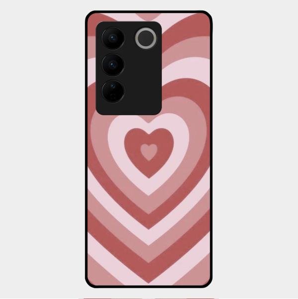 Latte Love Patter Glass Case Cover - Brown For Vivo V27 Pro 5G