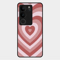 Latte Love Patter Glass Case Cover - Brown For Vivo V29 5G