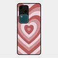 Latte Love Patter Glass Case Cover - Brown For Vivo V30 5G