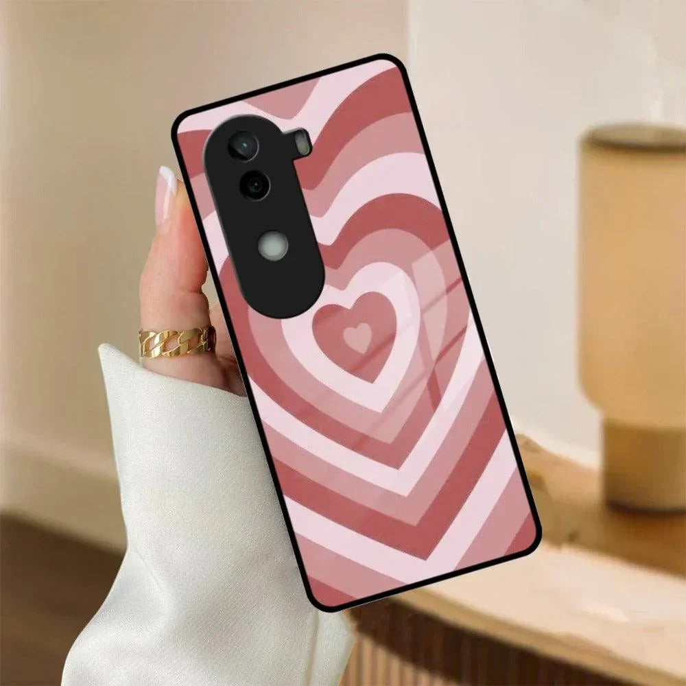 Latte Love Patter Glass Case Cover - Brown For Vivo - ShopOnCliQ