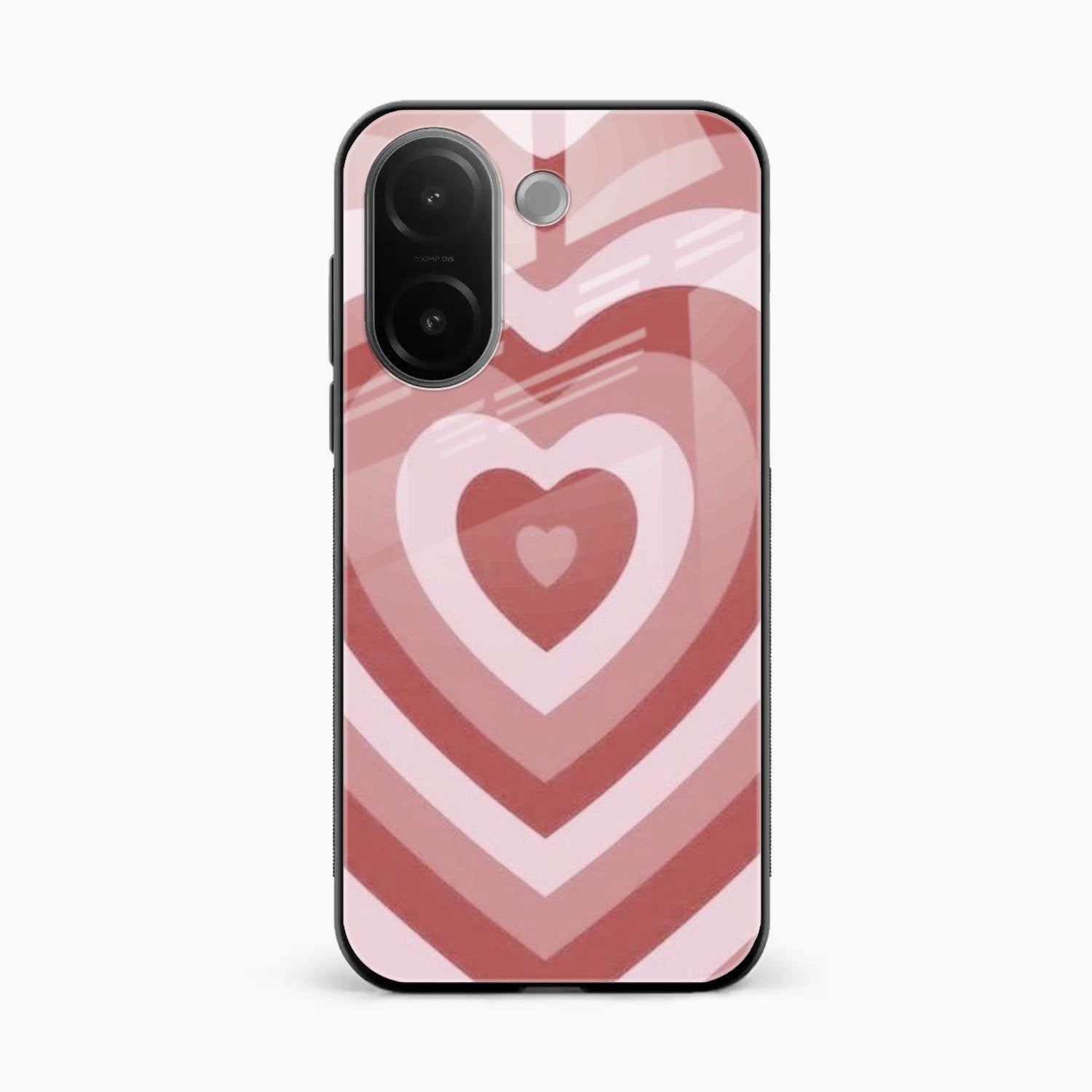 Latte Love Patter Glass Case Cover - Brown For Vivo V60e 5G