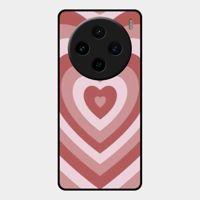 Latte Love Patter Glass Case Cover - Brown For Vivo X100 5G