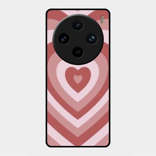 Latte Love Patter Glass Case Cover - Brown For Vivo X100 Pro 5G