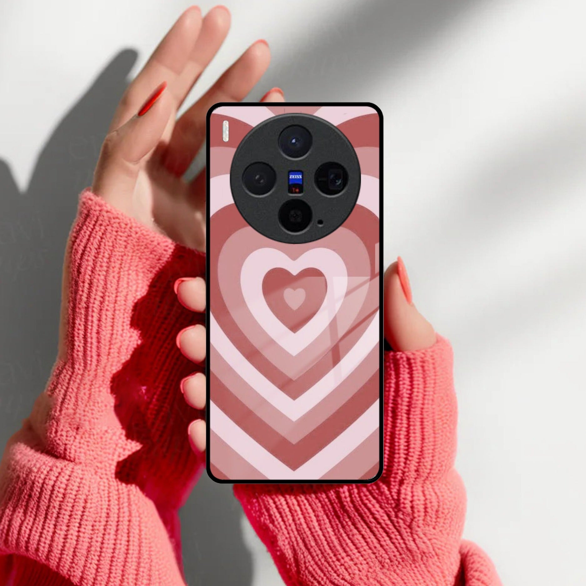 Latte Love Patter Glass Case Cover - Brown For Vivo