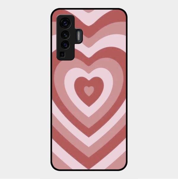 Latte Love Patter Glass Case Cover - Brown For Vivo X50 5G