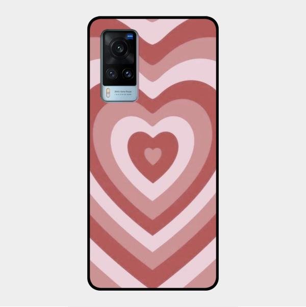 Latte Love Patter Glass Case Cover - Brown For Vivo X60 5G